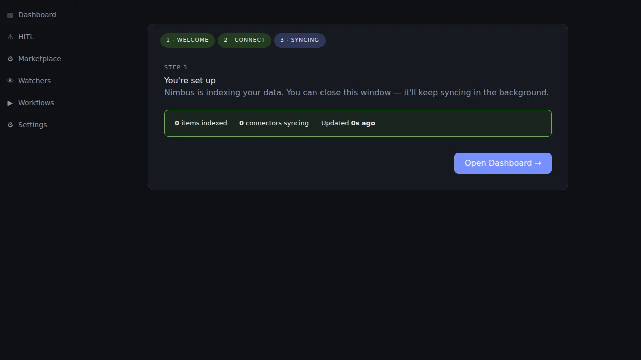 Onboarding syncing step with live item counter