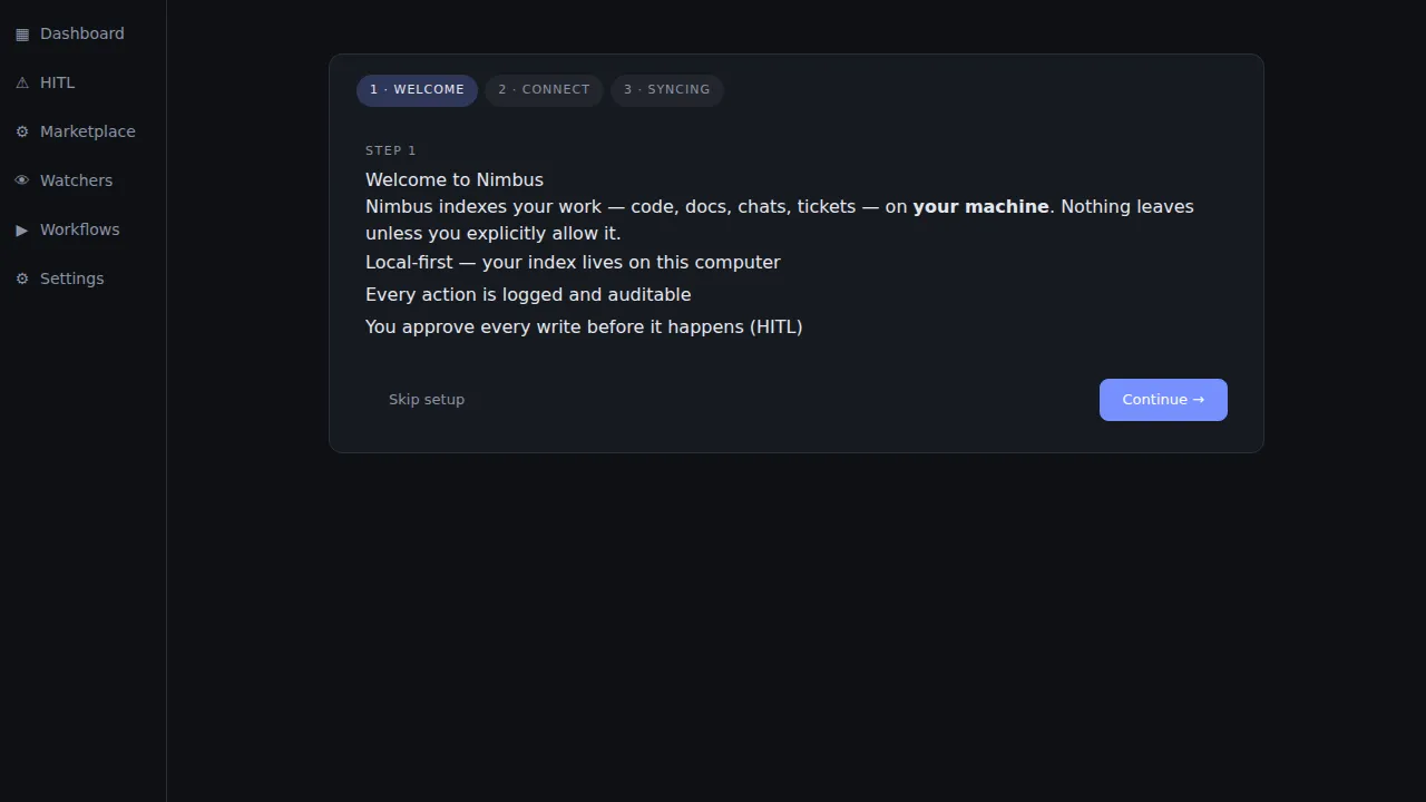 Onboarding welcome page