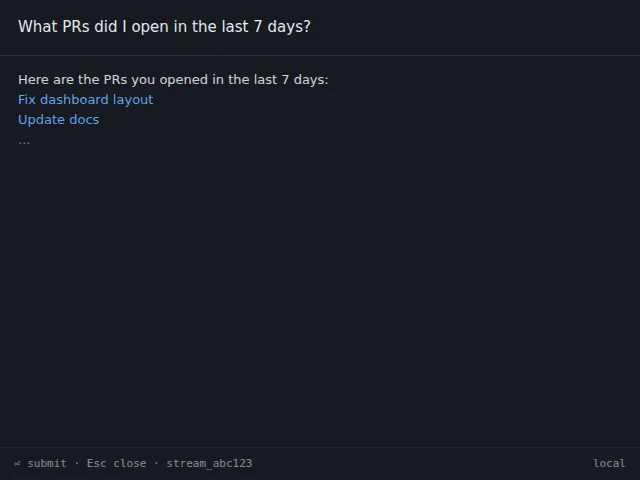 Quick query popup mid-stream