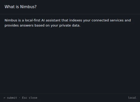 Quick Query popup showing a streaming response